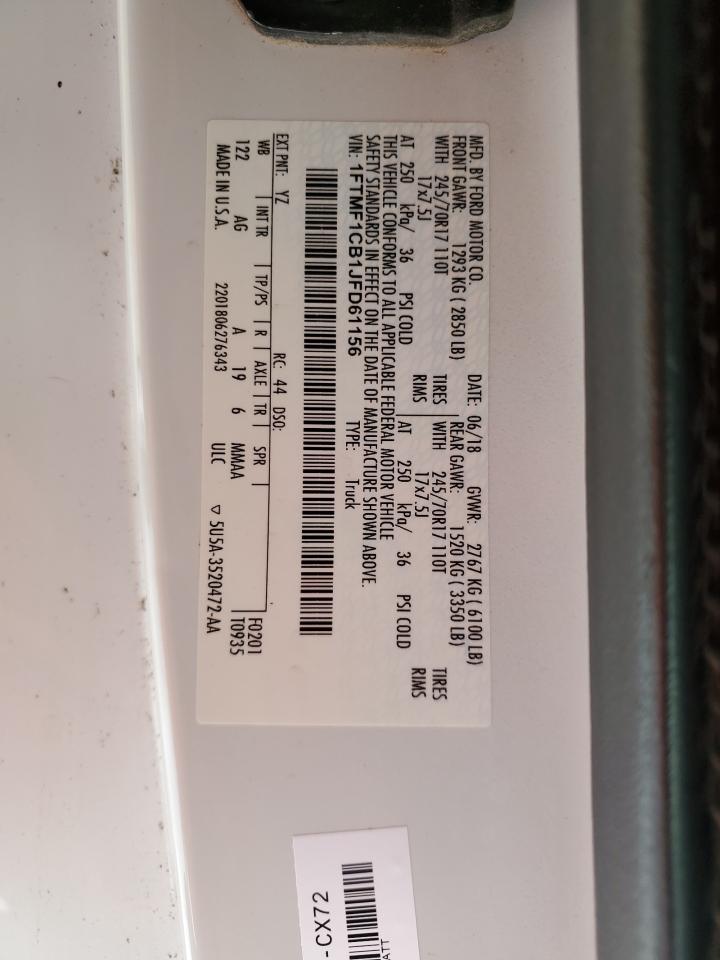 2018 Ford F150 VIN: 1FTMF1CB1JFD61156 Lot: 86083085