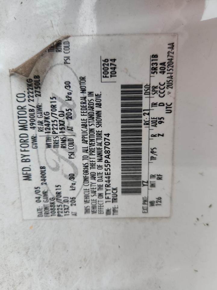 2005 Ford Ranger Super Cab VIN: 1FTYR44E55PA87074 Lot: 90431625