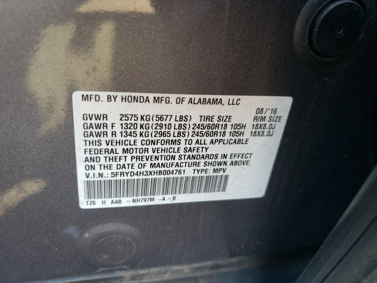 2017 Acura Mdx VIN: 5FRYD4H3XHB004761 Lot: 82271715