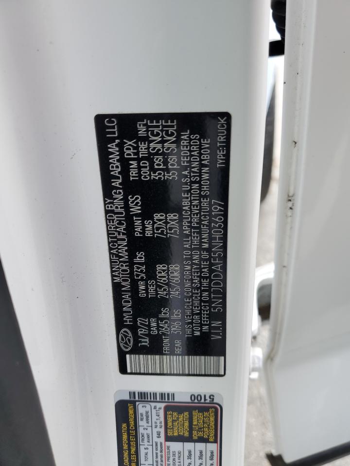 2022 Hyundai Santa Cruz Sel Premium VIN: 5NTJDDAF5NH036197 Lot: 90550195