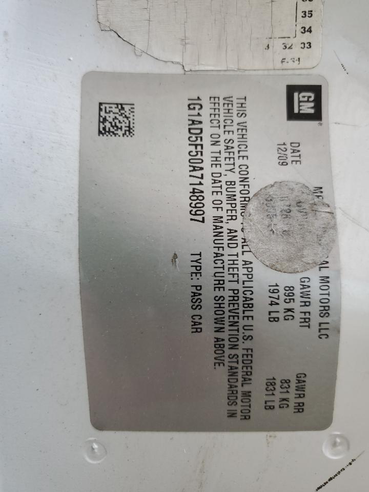 2010 Chevrolet Cobalt 1Lt VIN: 1G1AD5F50A7148997 Lot: 86232265