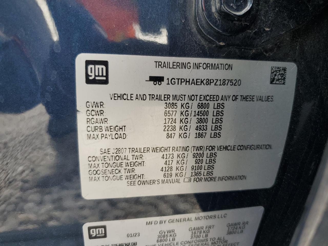 2023 GMC Sierra C1500 VIN: 1GTPHAEK8PZ187520 Lot: 89849175