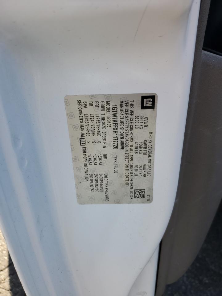 2017 GMC Savana G2500 VIN: 1GTW7AFFXH1177720 Lot: 70897555