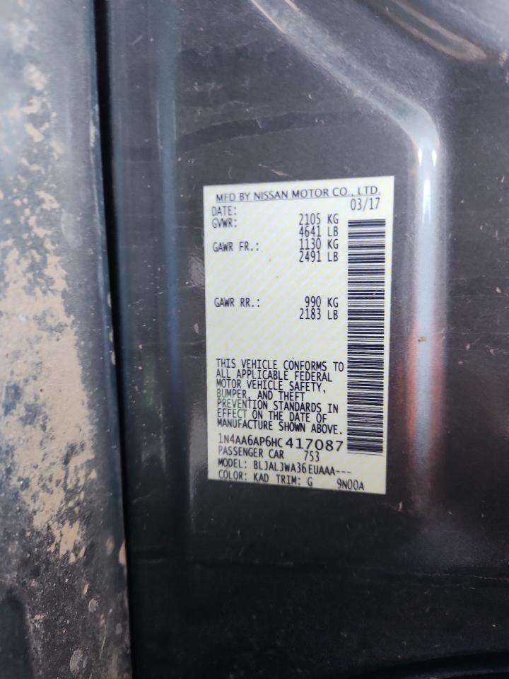 2017 Nissan Maxima 3.5S VIN: 1N4AA6AP6HC417087 Lot: 86707175