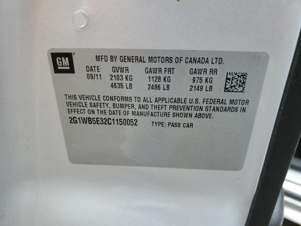 2012 Chevrolet Impala Lt VIN: 2G1WB5E32C1150052 Lot: 85508525