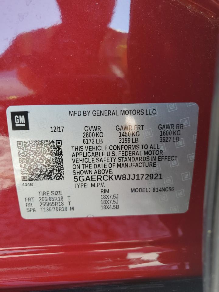 2018 Buick Enclave Premium VIN: 5GAERCKW8JJ172921 Lot: 87045395