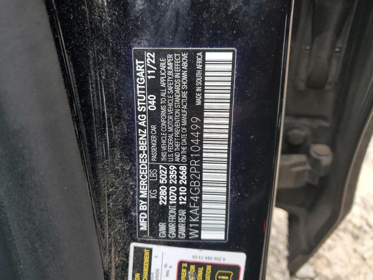 2023 Mercedes-Benz C 300 VIN: W1KAF4GB2PR104499 Lot: 89864075