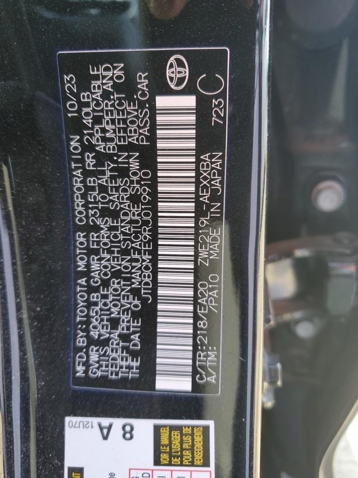 2024 Toyota Corolla Le VIN: JTDBCMFE9RJ019910 Lot: 86173745