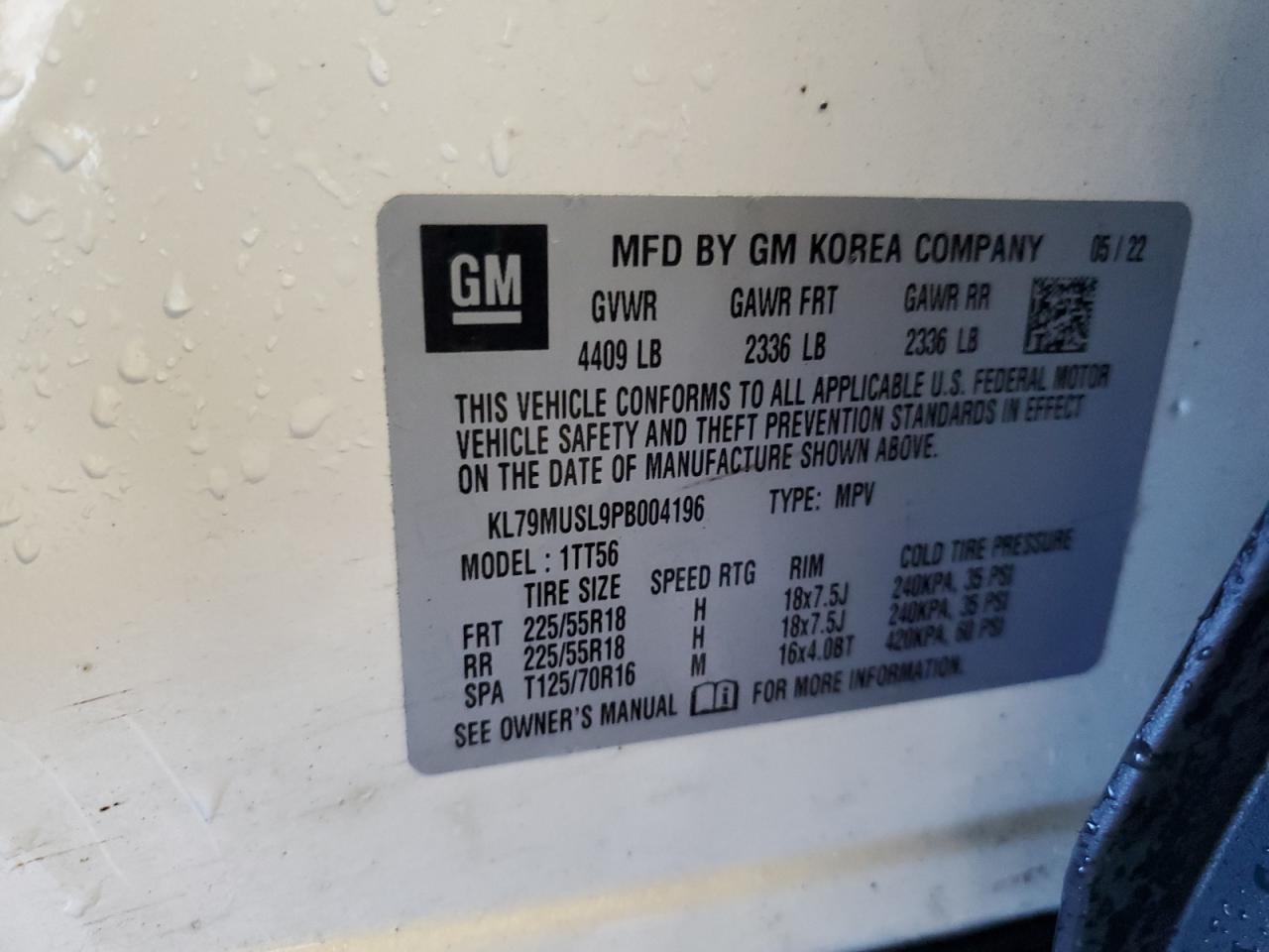 2023 Chevrolet Trailblazer Rs VIN: KL79MUSL9PB004196 Lot: 84474885