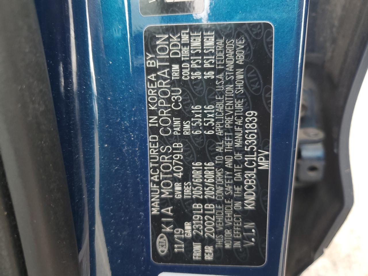 2020 Kia Niro Lx VIN: KNDCB3LC1L5361839 Lot: 86683665