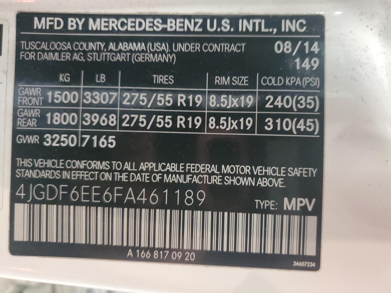 2015 Mercedes-Benz Gl 450 4Matic VIN: 4JGDF6EE6FA461189 Lot: 85585835