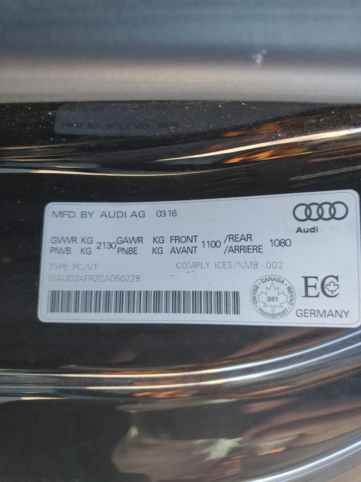 2016 Audi A5 Premium Plus S-Line VIN: WAUD2AFR2GA050228 Lot: 85599215