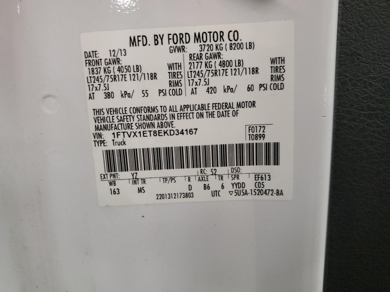 2014 Ford F150 Super Cab VIN: 1FTVX1ET8EKD34167 Lot: 82392965