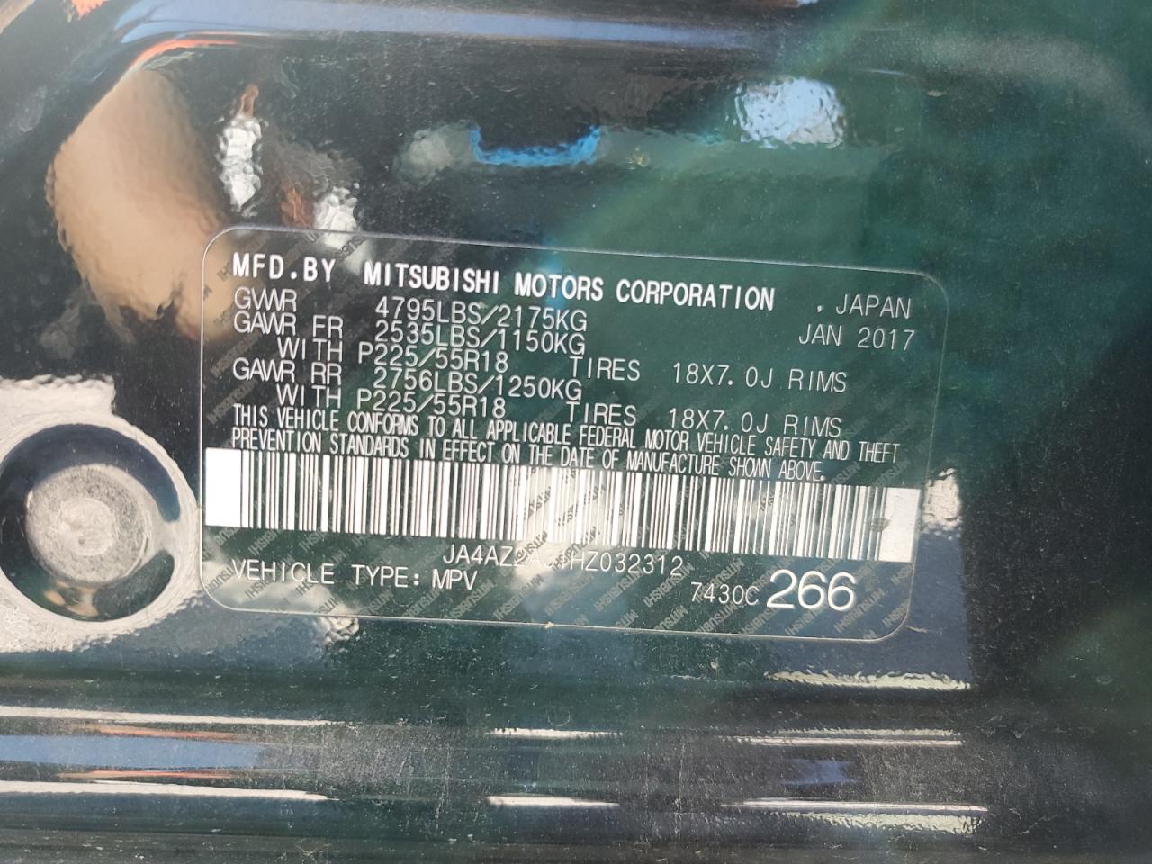 2017 Mitsubishi Outlander Es VIN: JA4AZ2A31HZ032312 Lot: 86409745