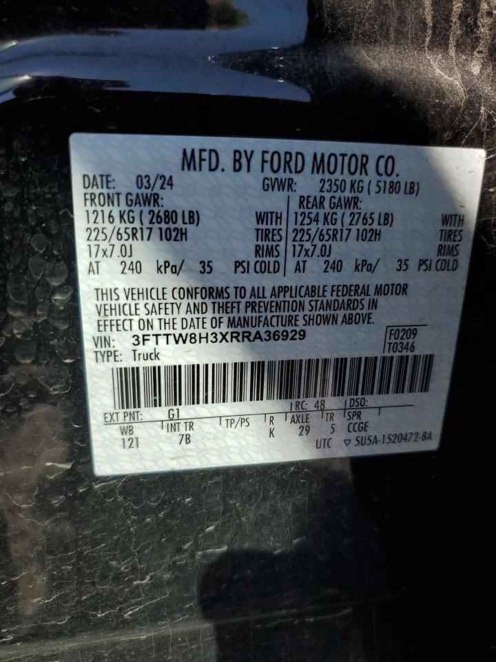 2024 Ford Maverick Xlt VIN: 3FTTW8H3XRRA36929 Lot: 85147735