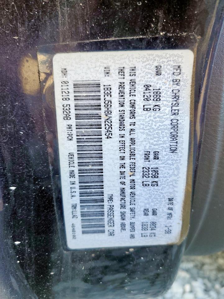 1998 Dodge Stratus Es VIN: 1B3EJ56H8WN225454 Lot: 90777875