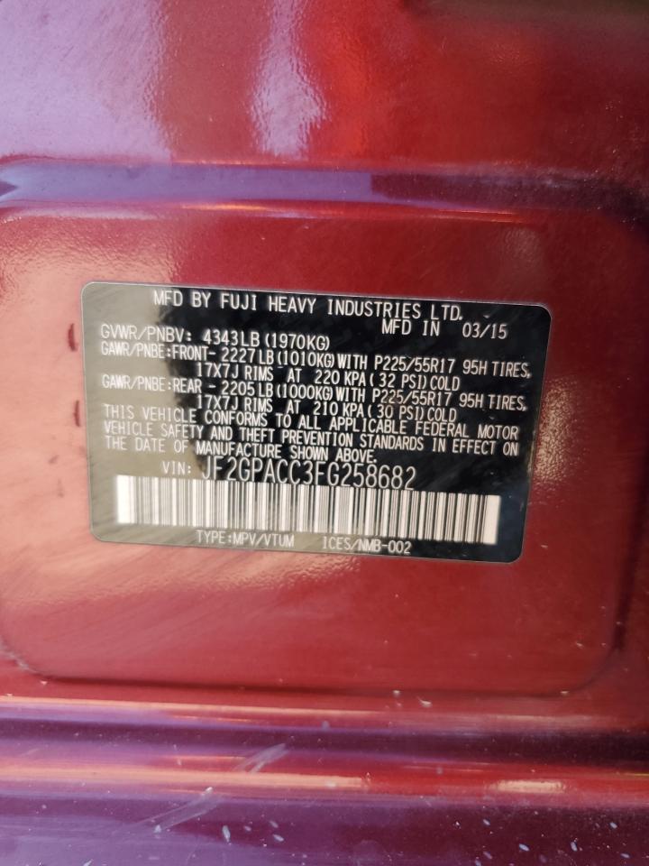 2015 Subaru Xv Crosstrek 2.0 Premium VIN: JF2GPACC3FG258682 Lot: 90855715