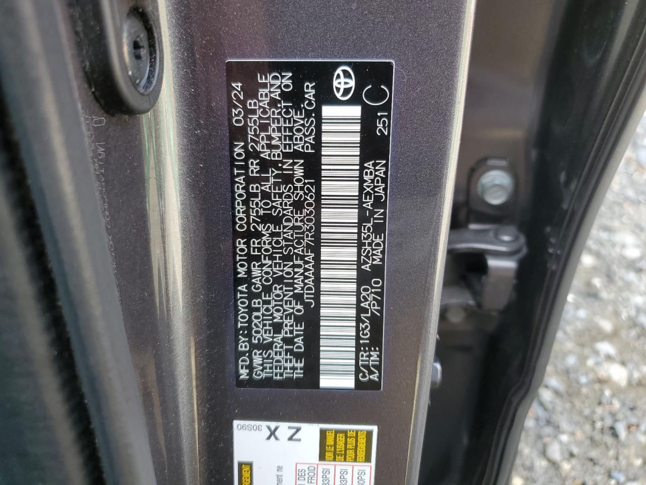 2024 Toyota Crown Xle VIN: JTDAAAAF7R3030621 Lot: 89503765