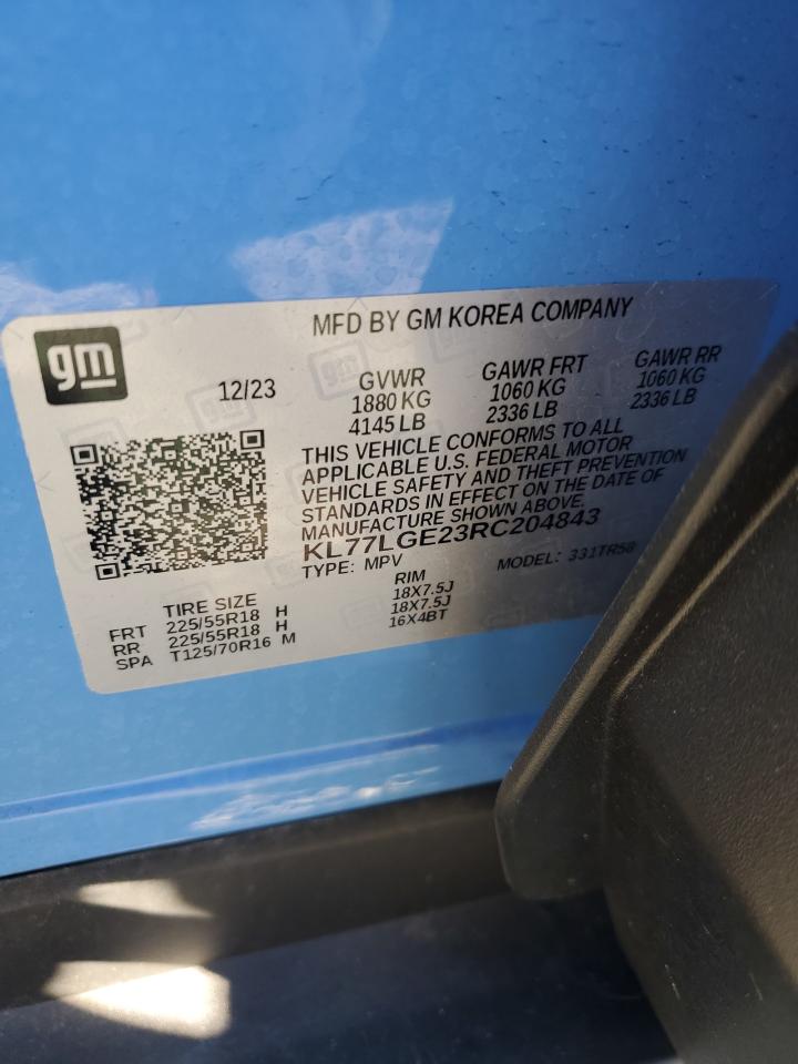 2024 Chevrolet Trax 1Rs VIN: KL77LGE23RC204843 Lot: 87452995