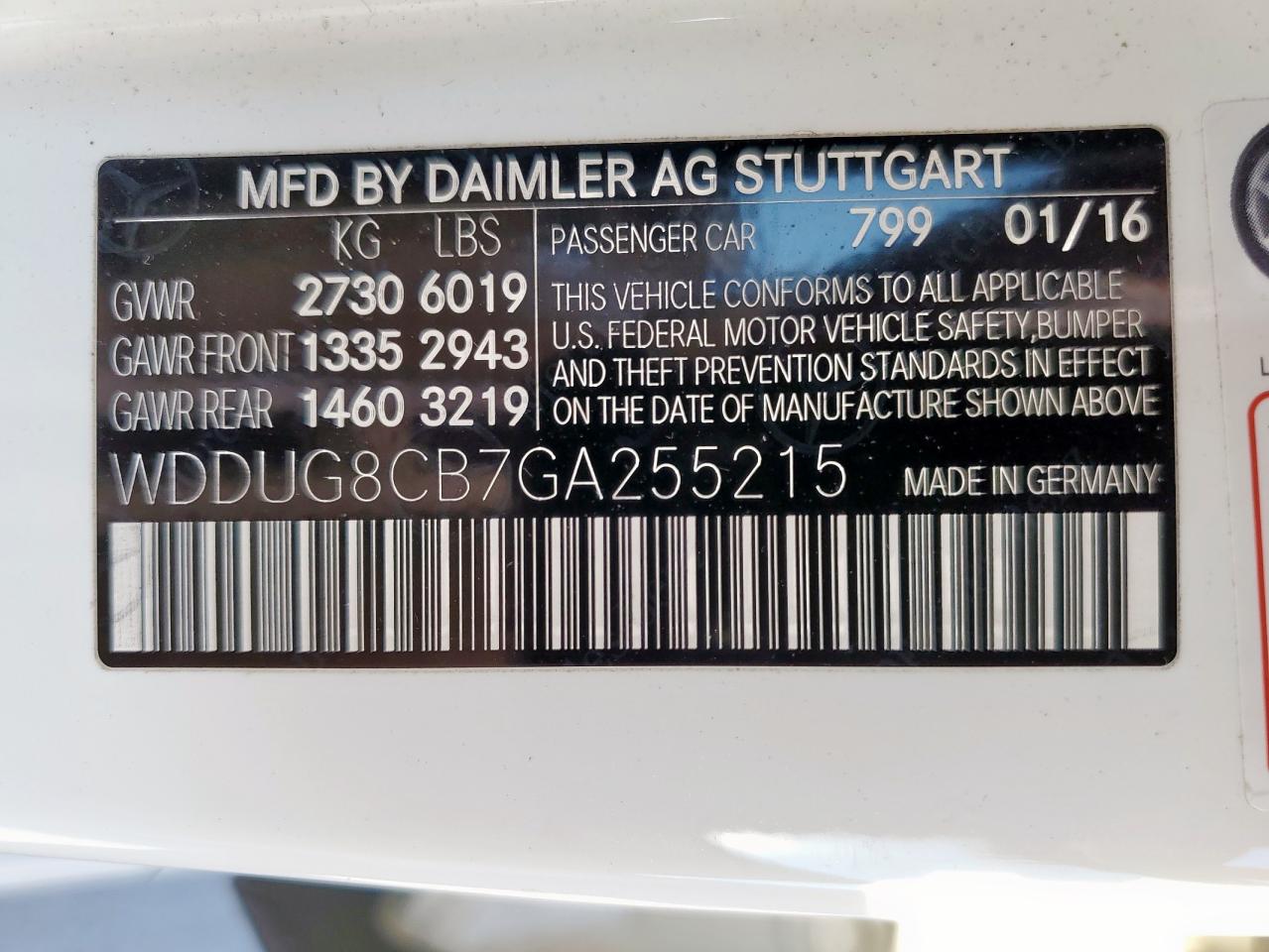 2016 Mercedes-Benz S 550 VIN: WDDUG8CB7GA255215 Lot: 84889775