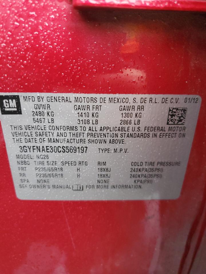 2012 Cadillac Srx Luxury Collection VIN: 3GYFNAE30CS569197 Lot: 91672945