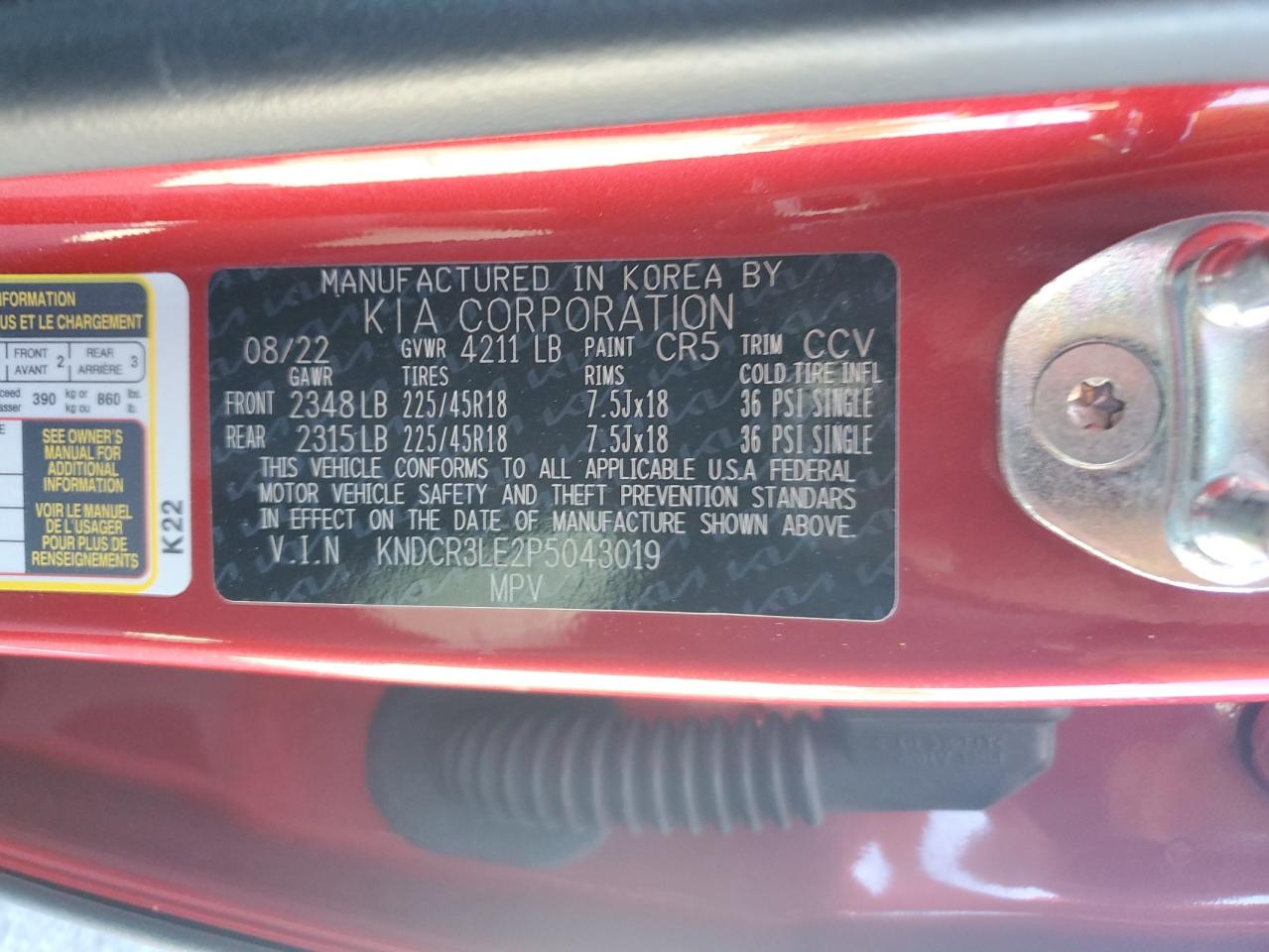 2023 Kia Niro Ex VIN: KNDCR3LE2P5043019 Lot: 86118205