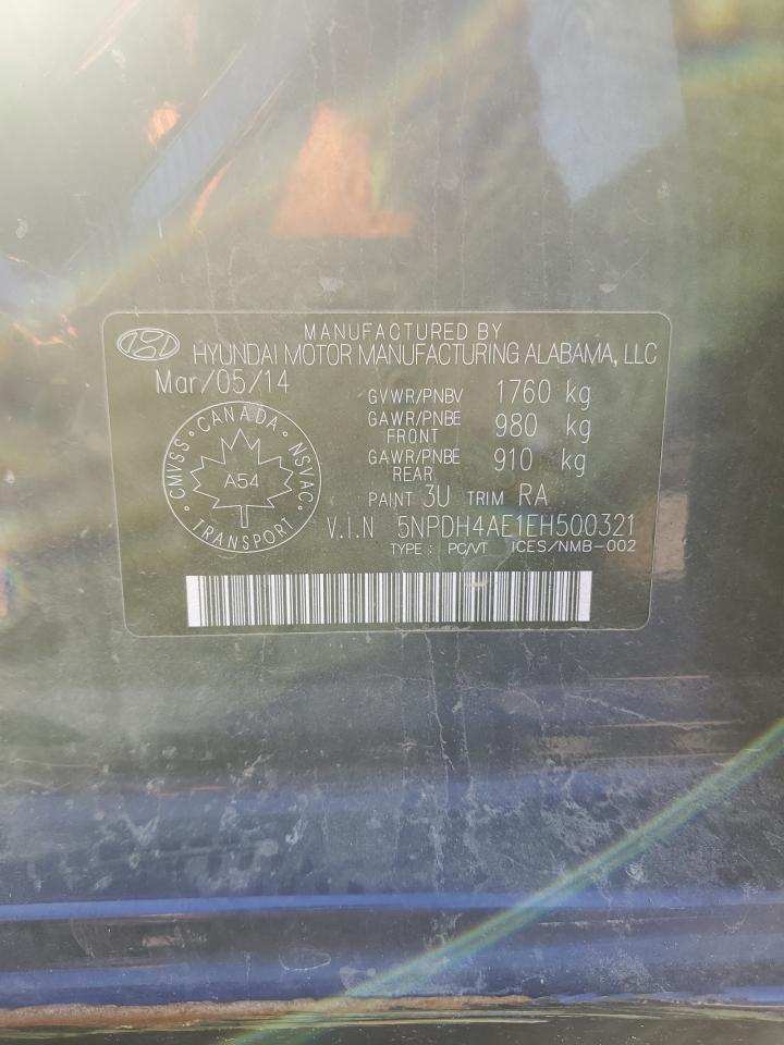 2014 Hyundai Elantra Se VIN: 5NPDH4AE1EH500321 Lot: 85543605