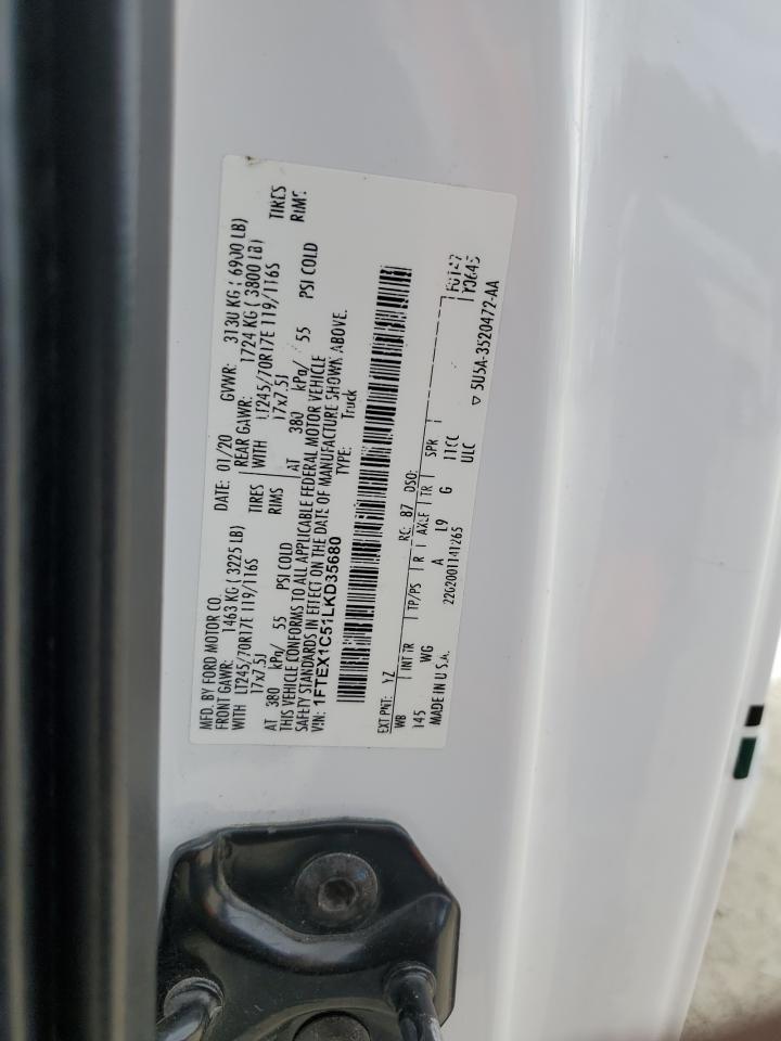 2020 Ford F150 Super Cab VIN: 1FTEX1C51LKD35680 Lot: 85729135