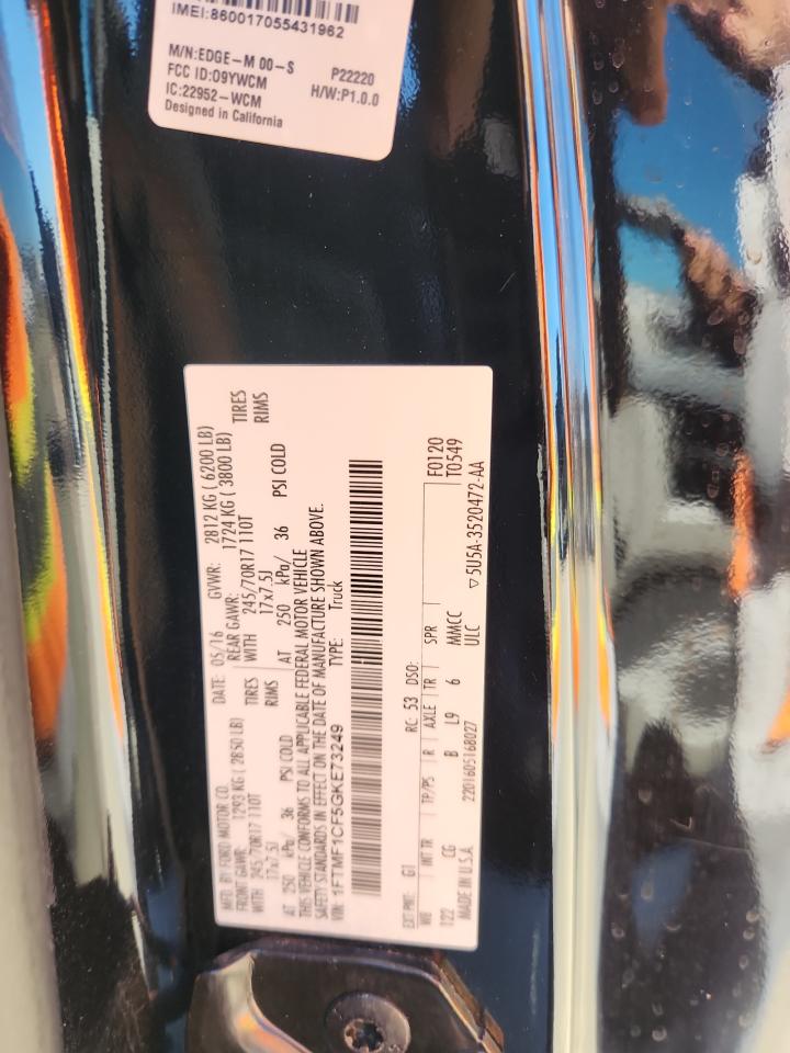 2016 Ford F150 VIN: 1FTMF1CF5GKE73249 Lot: 87231485