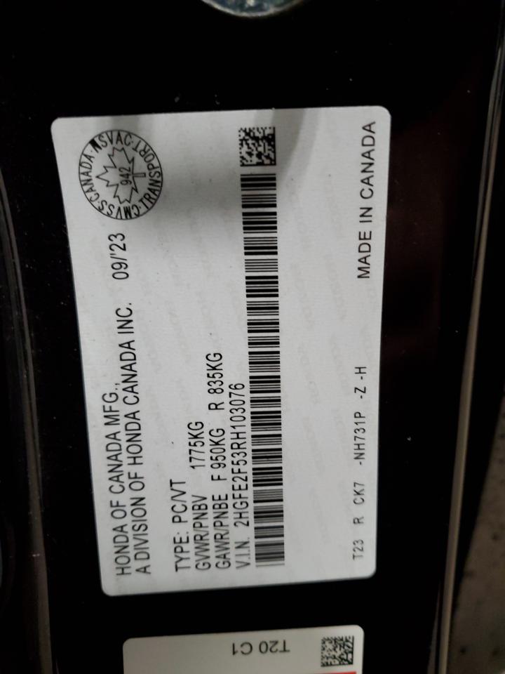 2024 Honda Civic Sport VIN: 2HGFE2F53RH103076 Lot: 90055985