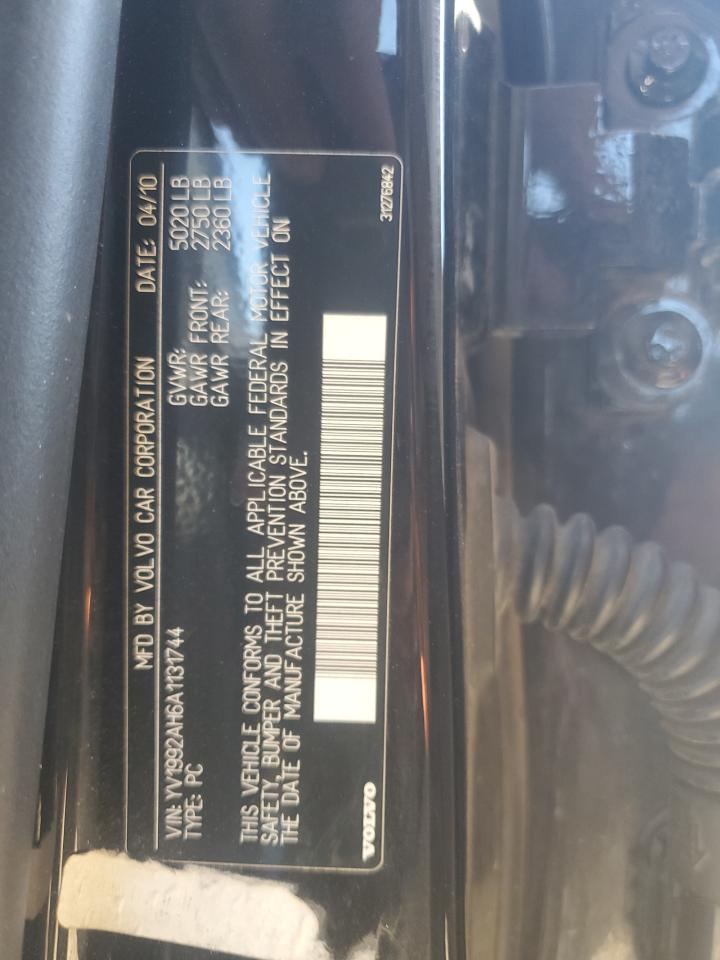 2010 Volvo S80 T6 VIN: YV1992AH6A1131744 Lot: 86896705