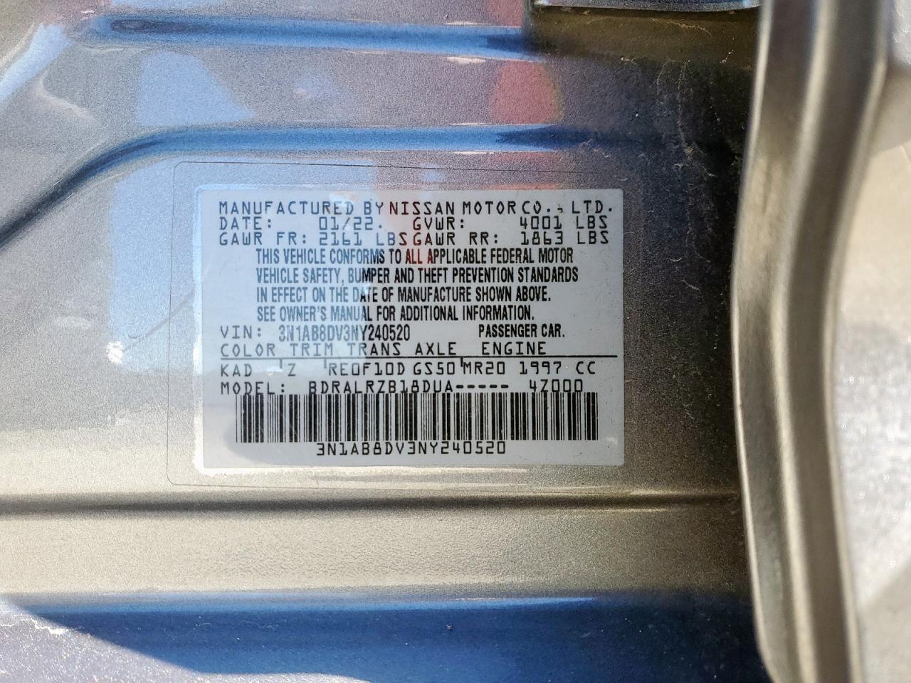 2022 Nissan Sentra Sr VIN: 3N1AB8DV3NY240520 Lot: 90396565