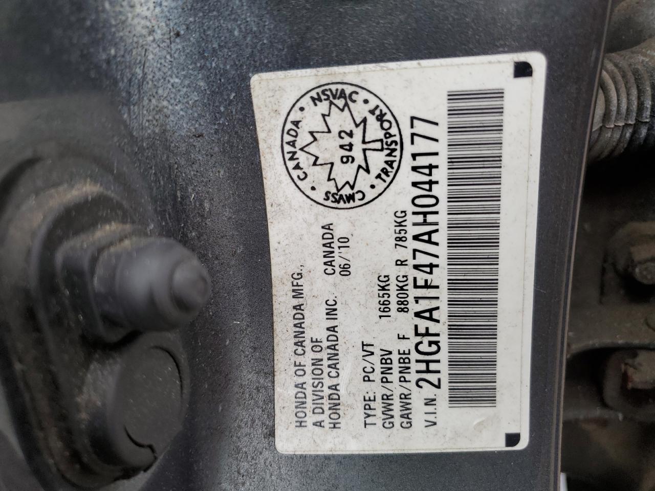 2010 Honda Civic Dx-G VIN: 2HGFA1F47AH044177 Lot: 71340705