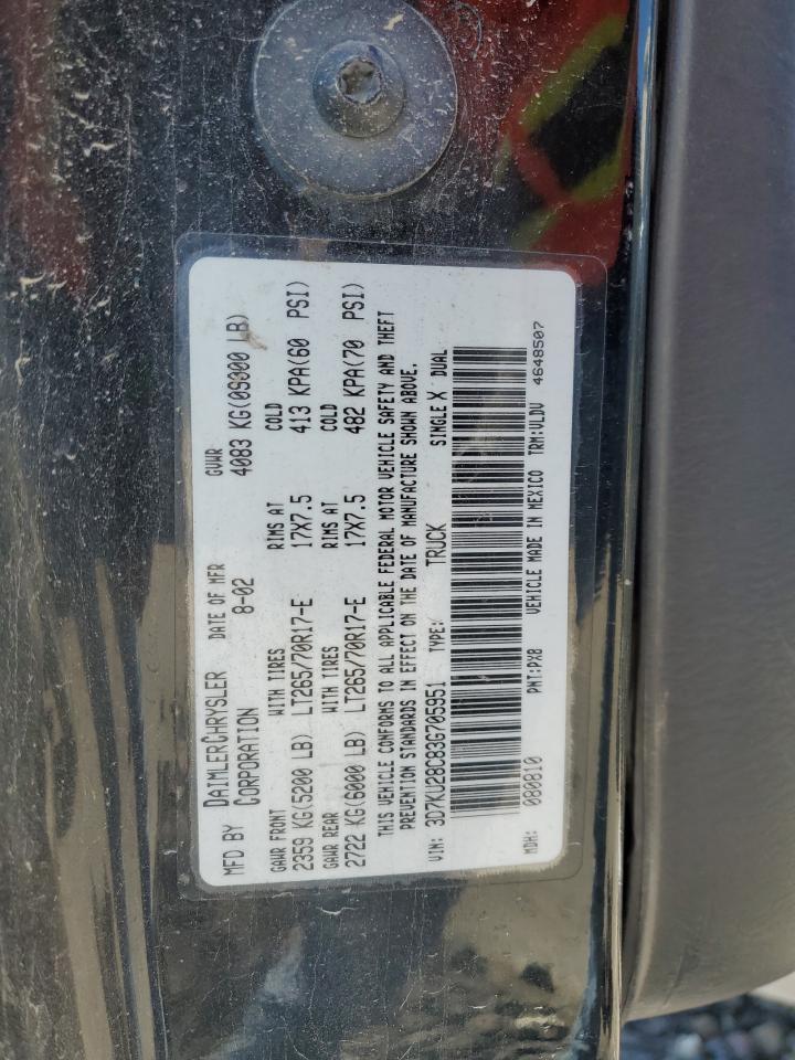 2003 Dodge Ram 2500 St VIN: 3D7KU28C83G705951 Lot: 90712535