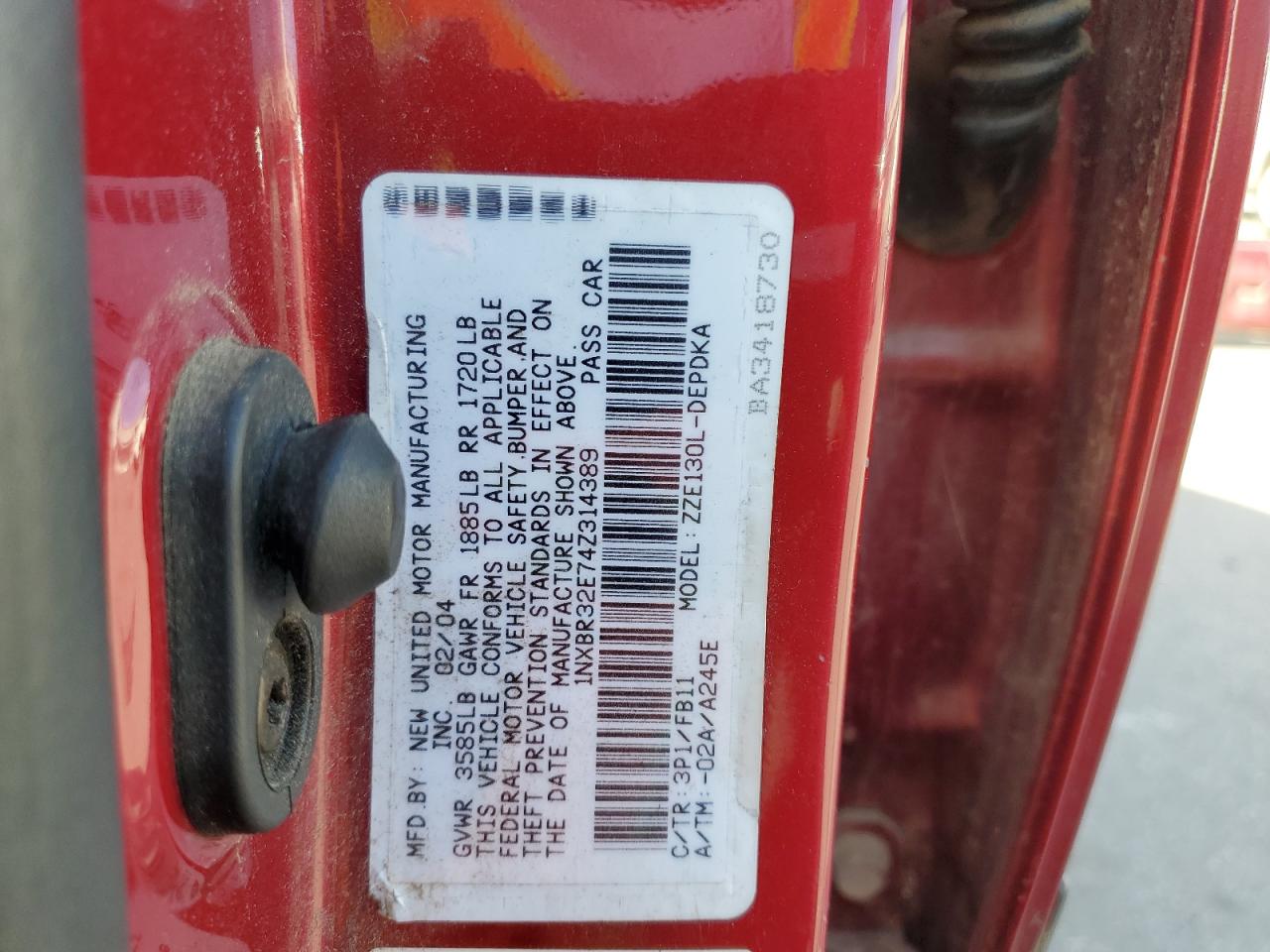 2004 Toyota Corolla Ce VIN: 1NXBR32E74Z314389 Lot: 84965645