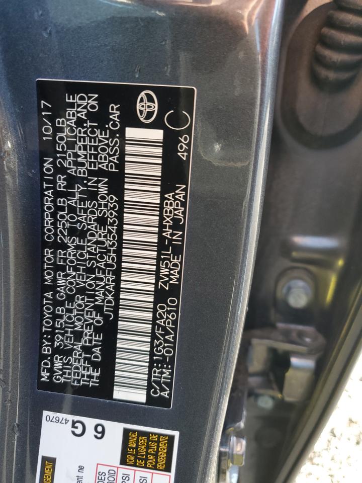 2017 Toyota Prius VIN: JTDKARFU5H3543939 Lot: 82437565