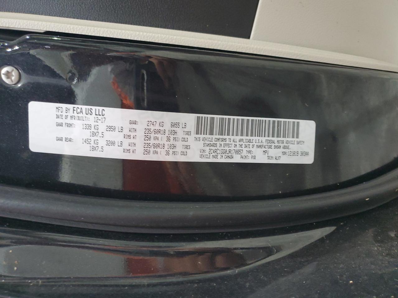 2018 Chrysler Pacifica Limited VIN: 2C4RC1GG0JR170857 Lot: 86824025