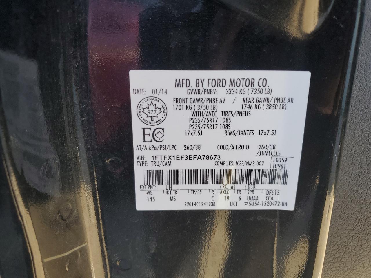 2014 Ford F150 Super Cab VIN: 1FTFX1EF3EFA78673 Lot: 85691705