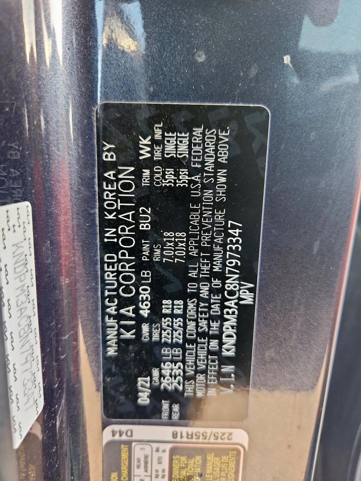 2022 Kia Sportage Lx VIN: KNDPM3AC8N7973347 Lot: 85186265