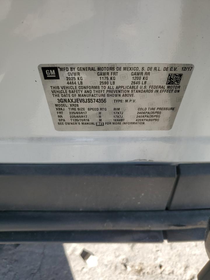 2018 Chevrolet Equinox Lt VIN: 3GNAXJEV8JS574356 Lot: 81918365