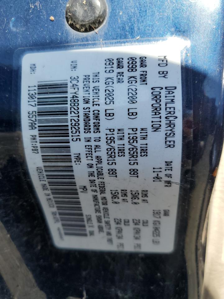 2002 Chrysler Pt Cruiser Classic VIN: 3C4FY48B22T292515 Lot: 85579695