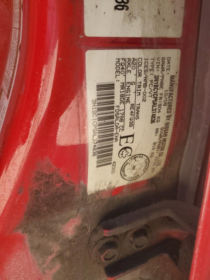 2010 Nissan Versa S VIN: 3N1BC1CP5AL374836 Lot: 84612415