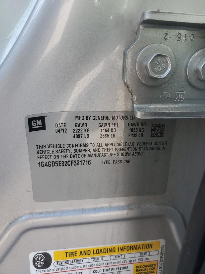 2012 Buick Lacrosse Premium VIN: 1G4GD5E32CF321716 Lot: 82708875