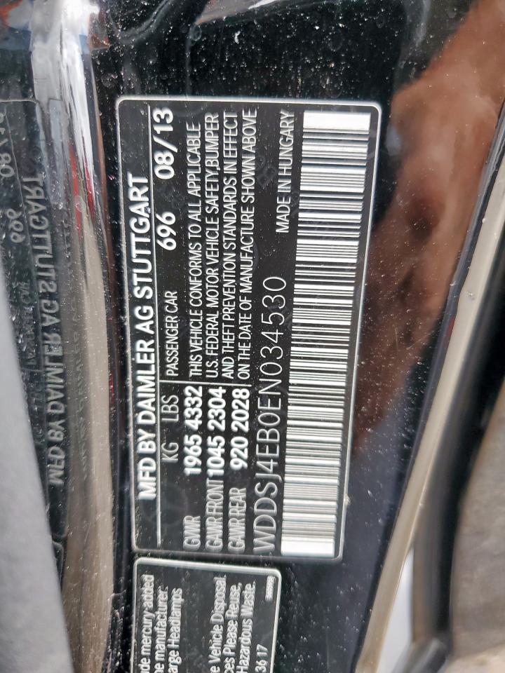 2014 Mercedes-Benz Cla 250 VIN: WDDSJ4EB0EN034530 Lot: 85003425