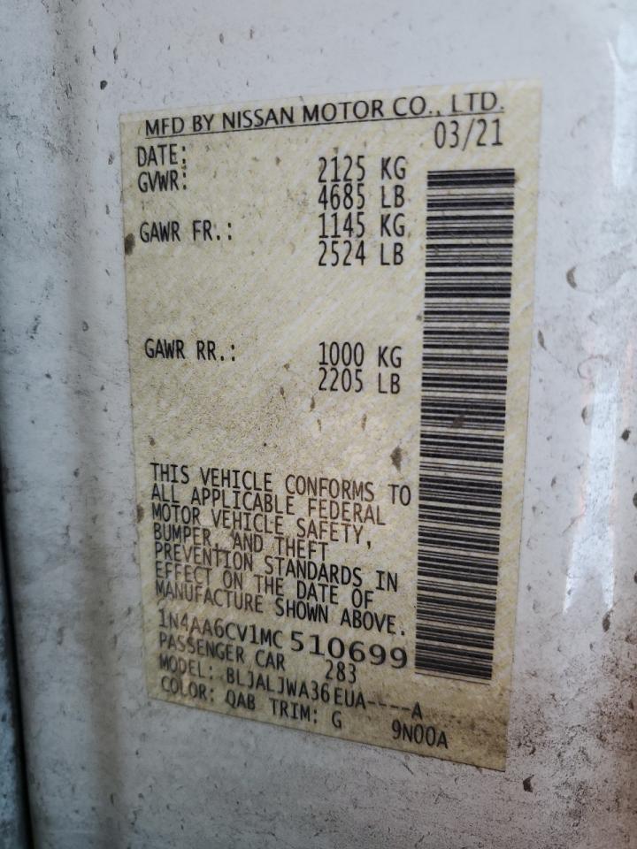 2021 Nissan Maxima Sv VIN: 1N4AA6CV1MC510699 Lot: 85389835