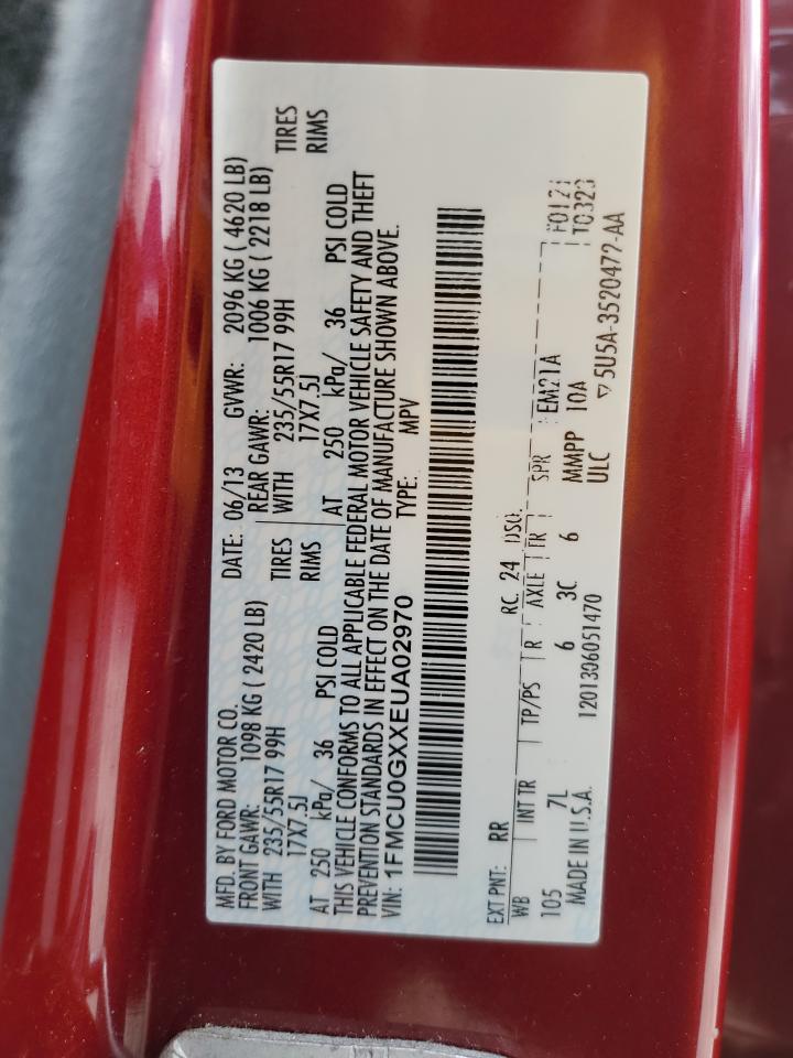 2014 Ford Escape Se VIN: 1FMCU0GXXEUA02970 Lot: 81894305