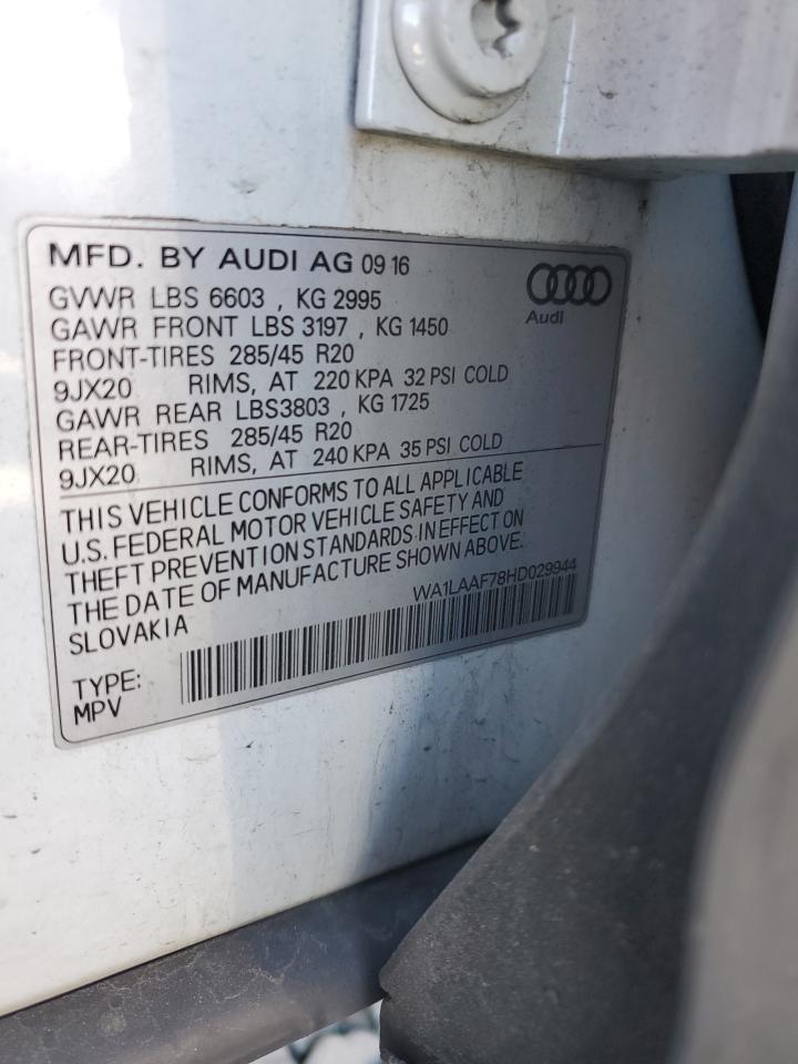 2017 Audi Q7 Premium Plus VIN: WA1LAAF78HD029944 Lot: 82239475