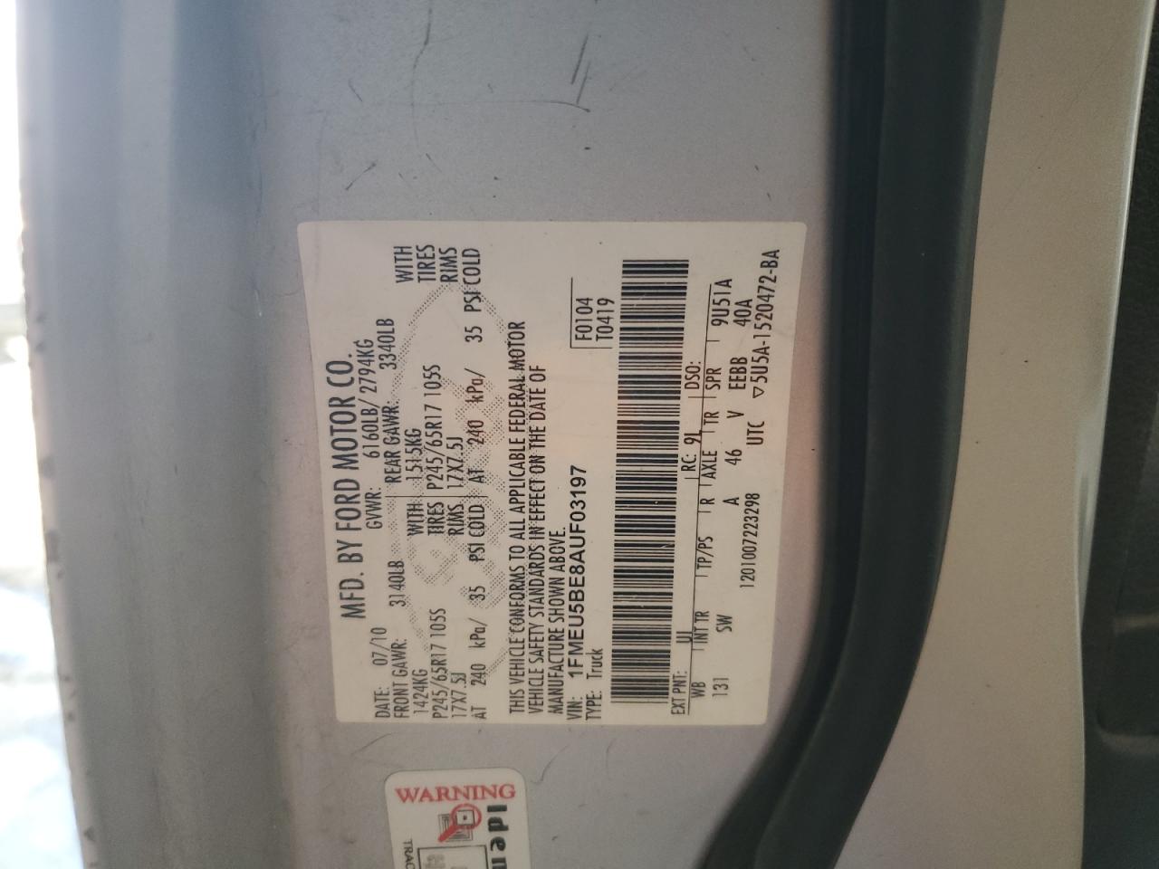 2010 Ford Explorer Sport Trac Xlt VIN: 1FMEU5BE8AUF03197 Lot: 84275625