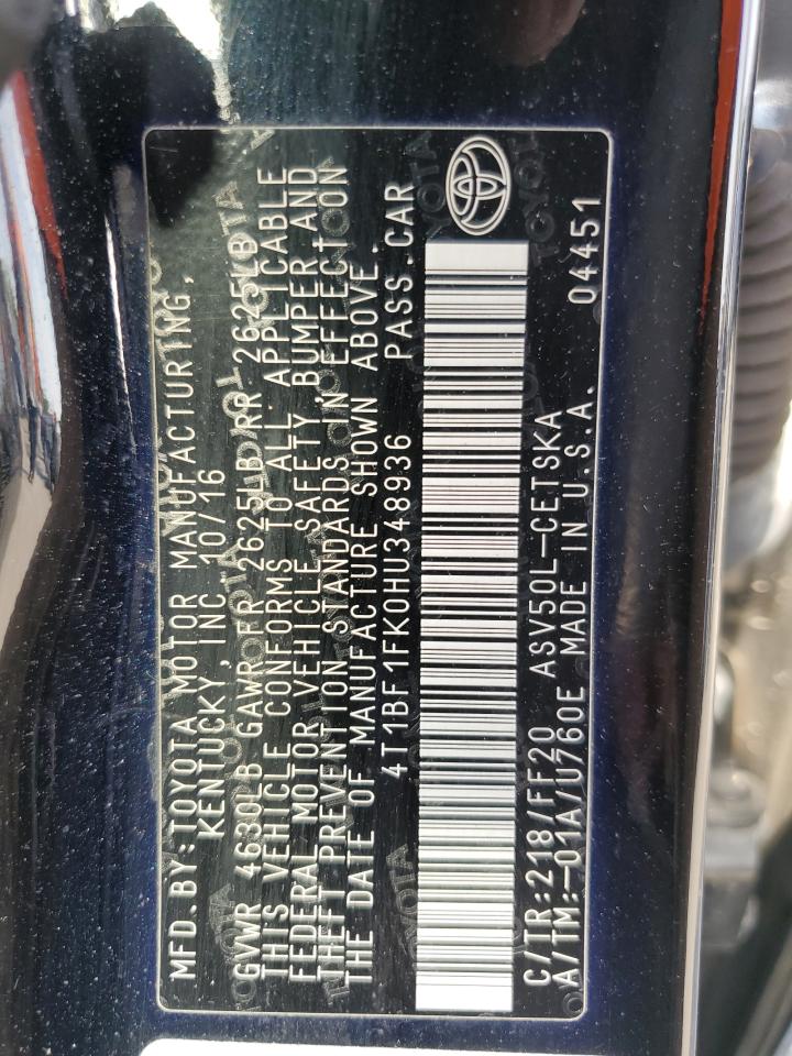 2017 Toyota Camry Le VIN: 4T1BF1FK0HU348936 Lot: 84774665