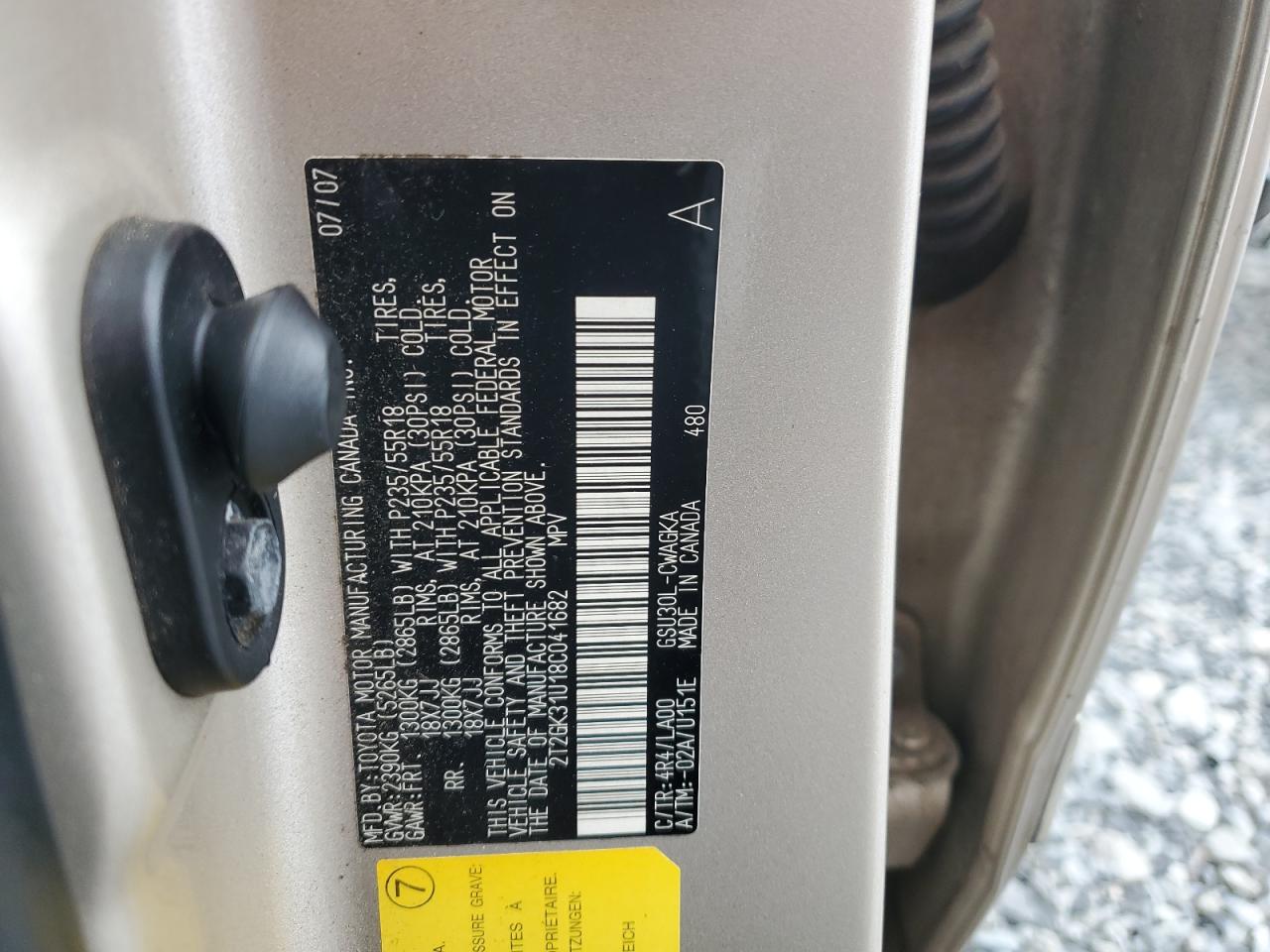 2008 Lexus Rx 350 VIN: 2T2GK31U18C041682 Lot: 90343375